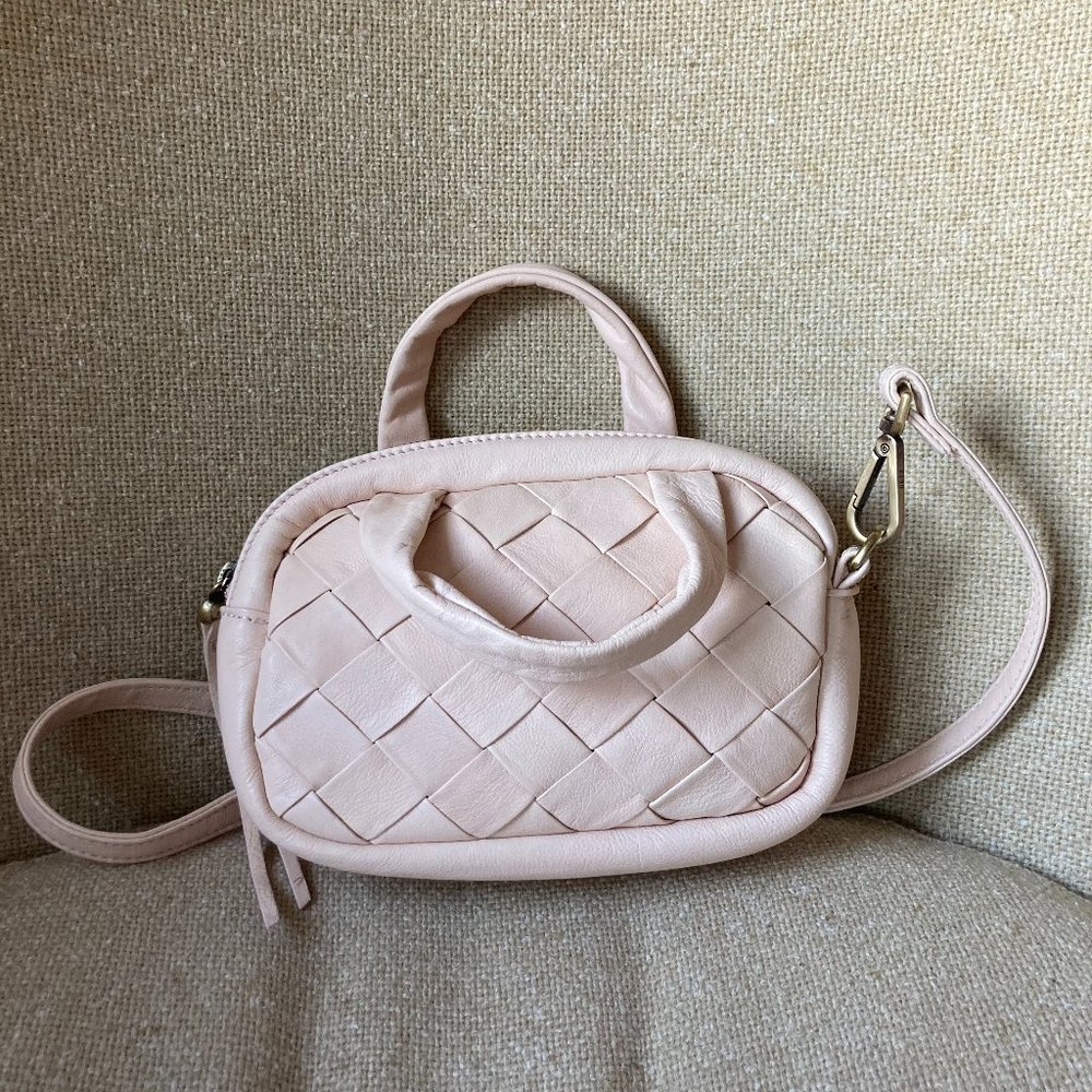 HOBO Pink Maze Woven Leather Satchel